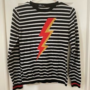 Black and white striped lightning bolt sweater